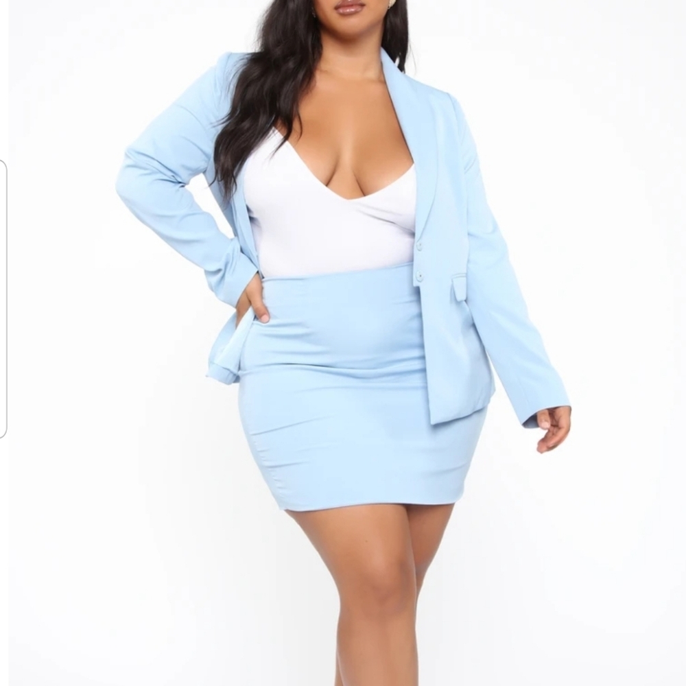 Get Down To It Blazer Set - Light Blue